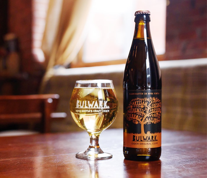 Bulwark Cider Bottle and Glass